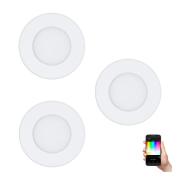 Eglo - SADA 3x LED RGB Stmívatelné podhledové svítidlo FUEVA-C 1xLED/3W/230V pr. 8,5 cm