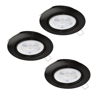 Eglo - SADA 3xLED Koupelnové podhledové svítidlo 1xGU10/4W/230V IP44 černá