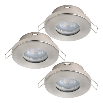 Eglo - SADA 3xLED Koupelnové podhledové svítidlo 1xGU10/4W/230V IP44 matný chrom