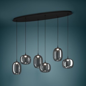 Eglo Stars of Light - LED Stmívatelný lustr na lanku 6xLED/3,7W/230V 2700-6500K kouřová + dálkové ovládání