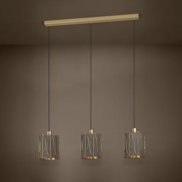 Eglo Stars of Light - Lustr na lanku 3xE27/40W/230V zlatá/hnědá