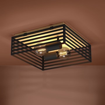 Eglo Stars of Light - Stropní svítidlo 2xE27/40W/230V černá/hnědá