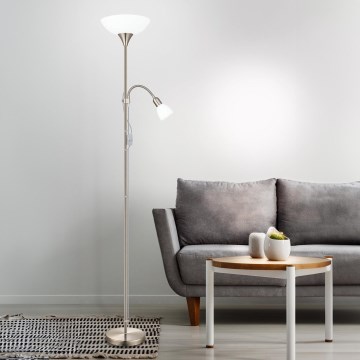 EGLO - Stojací lampa 1xE27/60W + 1xE14/25W matný chrom