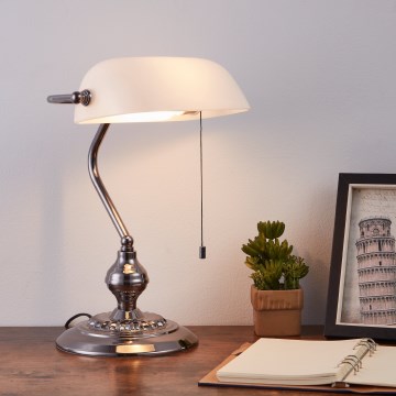 Eglo - Stolní lampa 1xE27/60W/230V bílá/lesklý chrom