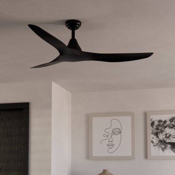 Eglo - Stropní ventilátor pr. 132 cm černá + dálkové ovládání