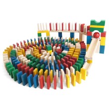 EkoToys - Dřevěné domino barevné 430 ks