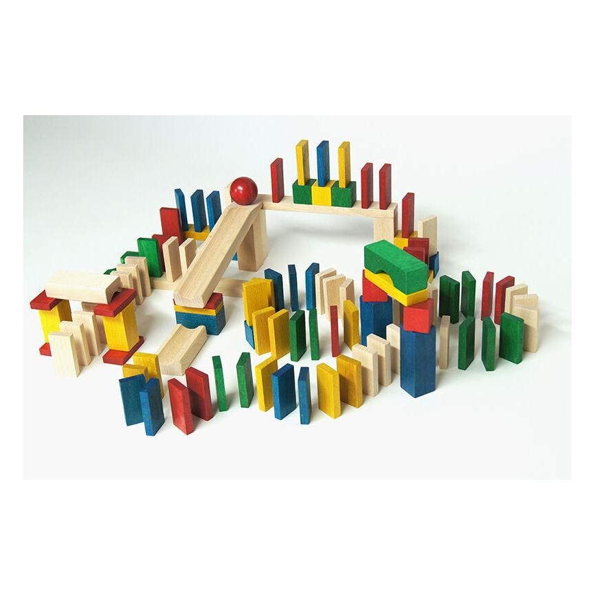 EkoToys - Dřevěné domino barevné 430 ks