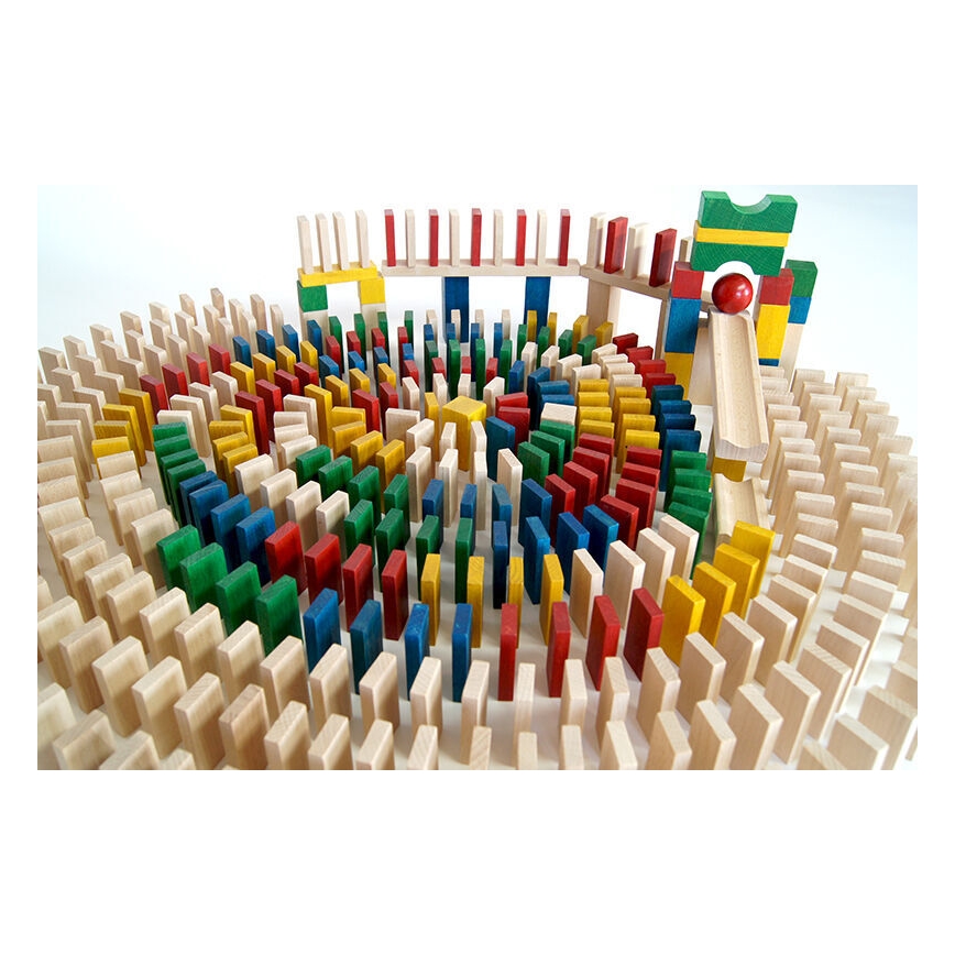 EkoToys - Dřevěné domino barevné 430 ks
