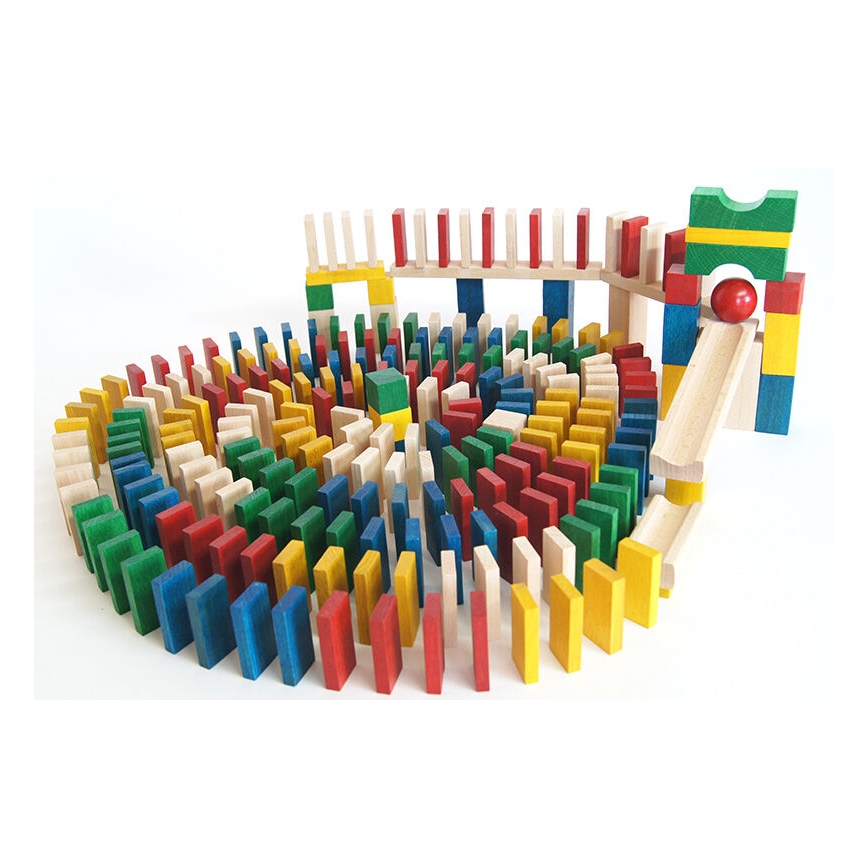 EkoToys - Dřevěné domino barevné 430 ks
