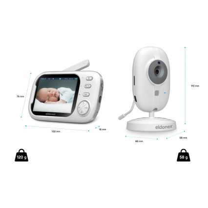 ELDONEX EBM-1010-WH - Dětská chůvička s monitorem 5V/2000 mAh