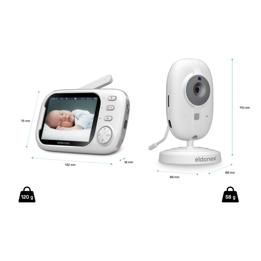 ELDONEX EBM-1010-WH - Dětská chůvička s monitorem 5V/2000 mAh