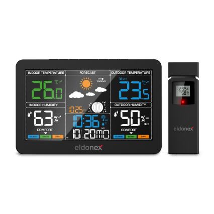 ELDONEX EWS-1010-BK - Meteostanice s LCD displejem 2xAAA černá