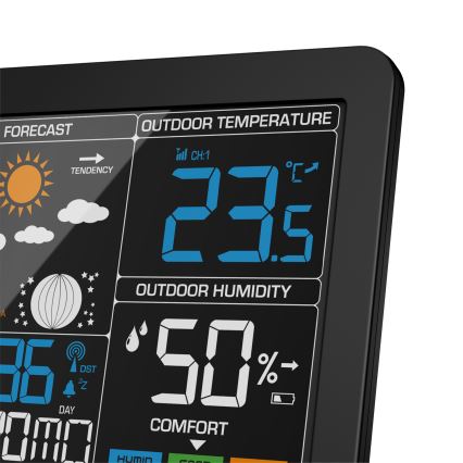 ELDONEX EWS-1010-BK - Meteostanice s LCD displejem 2xAAA černá