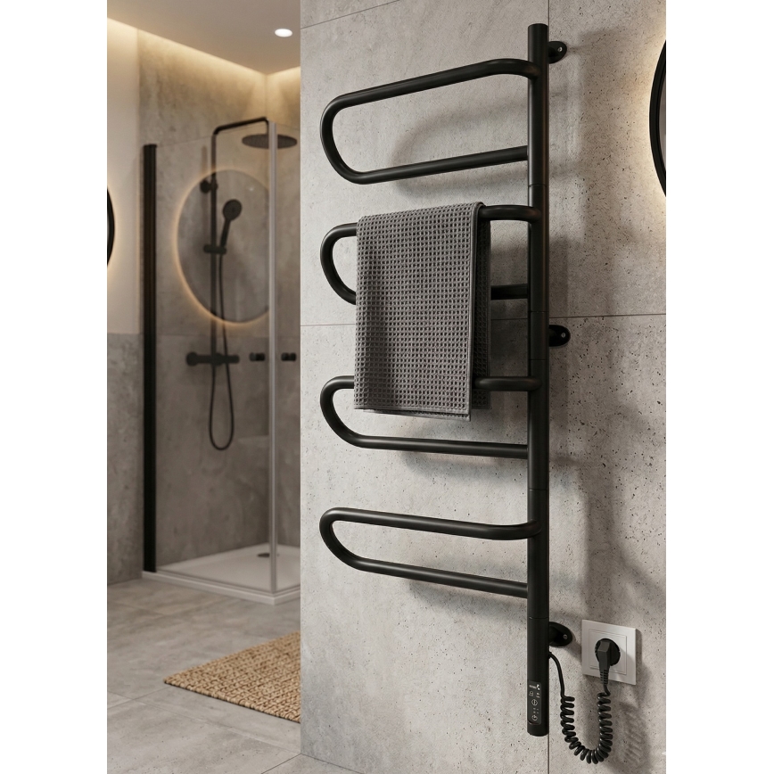 Elektrický otočný sušák na ručníky ELECTRA 120W/230V 102,5x44,5 cm nerez/černá pravá