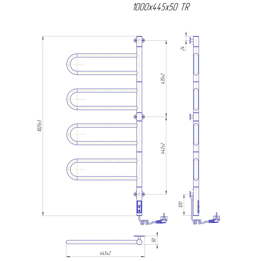 Elektrický otočný sušák na ručníky TRISTAR 105W/230V 102,5x44,5cm IP44 nerez/lesklý chrom