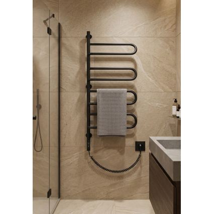 Elektrický otočný sušák na ručníky ELECTRA 120W/230V 102,5x47,5 cm nerez/černá levá