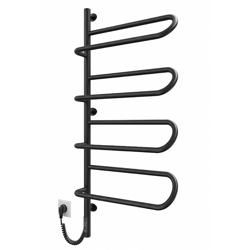 Elektrický otočný sušák na ručníky ELECTRA 120W/230V 102,5x47,5 cm nerez/černá levá