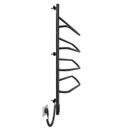 Elektrický otočný sušák na ručníky ELECTRA 120W/230V 102,5x47,5 cm nerez/černá levá