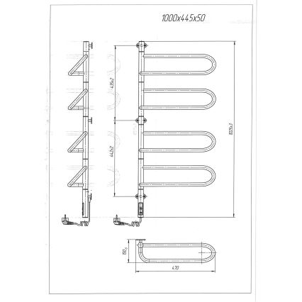 Elektrický otočný sušák na ručníky ELECTRA 120W/230V 102,5x47,5 cm nerez/chrom levá