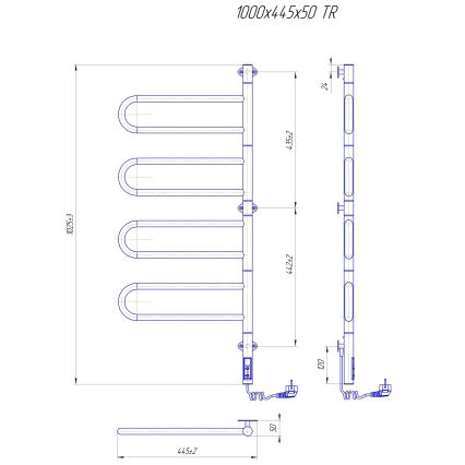 Elektrický otočný sušák na ručníky TRISTAR 105W/230V 100x44,5cm IP44 nerez/lesklý chrom