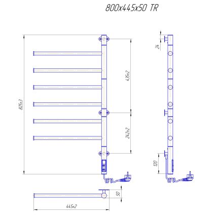 Elektrický otočný sušák na ručníky VEER 80W/230V 82,5x44,5 cm nerez/černá