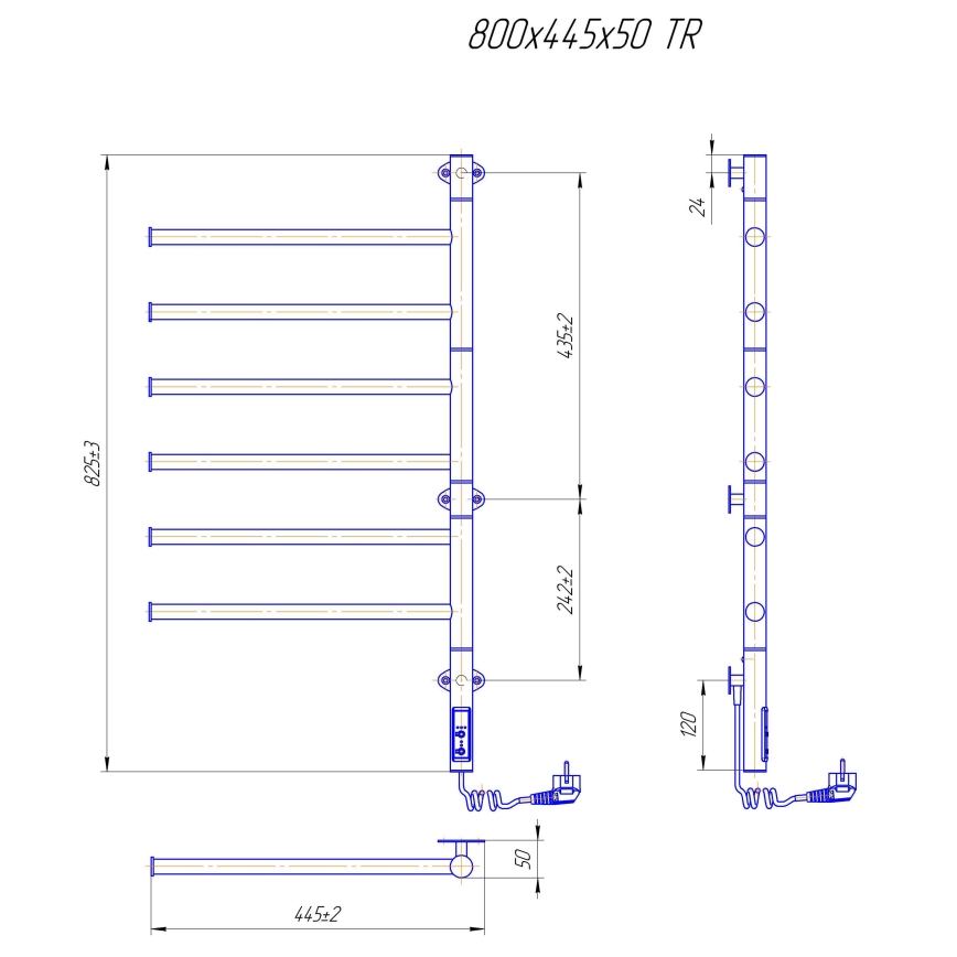 Elektrický otočný sušák na ručníky VEER 80W/230V 82,5x44,5 cm nerez/lesklý chrom