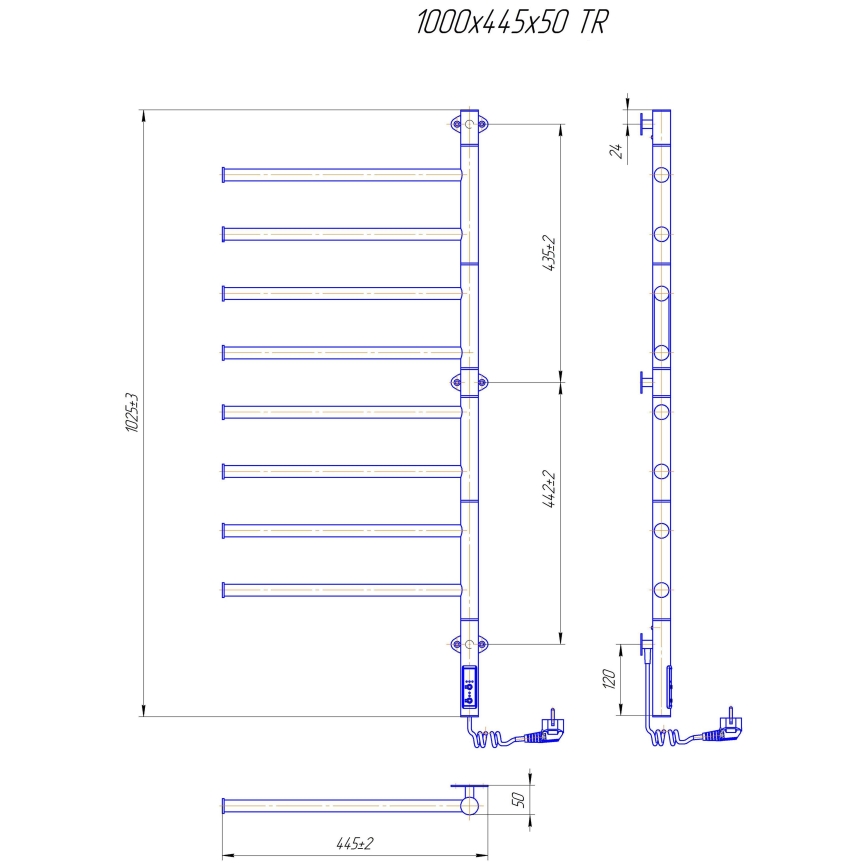 Elektrický otočný sušák na ručníky VEER 95W/230V 100x44,5 cm nerez/lesklý chrom