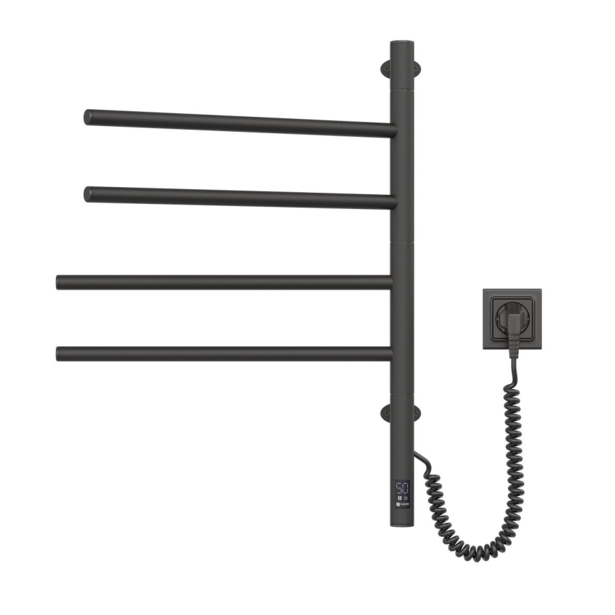 Elektrický otočný sušák na ručníky s termostatem ARABESQUE 150W/230V 64,6 cm IP44 černá