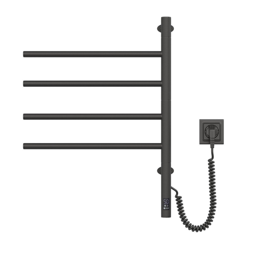 Elektrický otočný sušák na ručníky s termostatem ARABESQUE 150W/230V 64,6 cm IP44 černá
