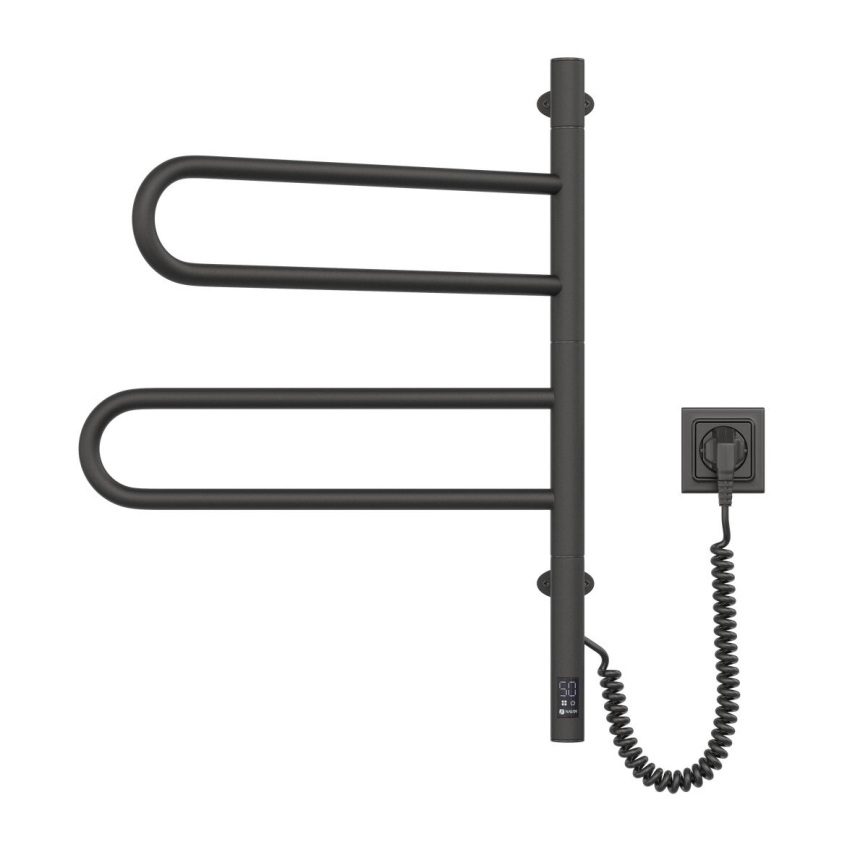 Elektrický otočný sušák na ručníky s termostatem FOUETTE 128W/230V 64,6 cm IP44 černá