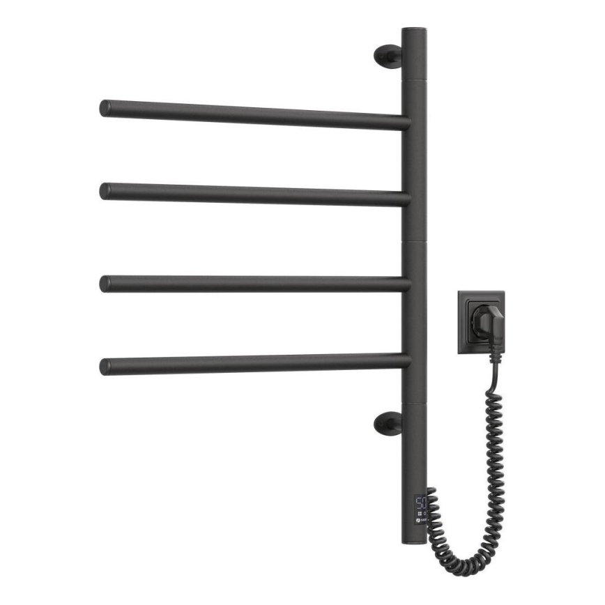 Elektrický otočný sušák na ručníky s termostatem ARABESQUE 150W/230V 64,6 cm IP44 černá