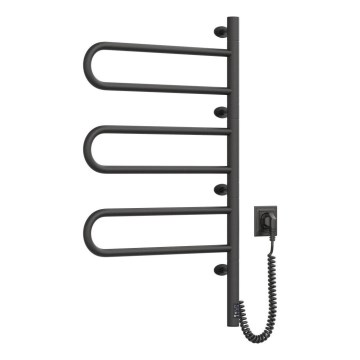 Elektrický otočný sušák na ručníky s termostatem FOUETTE 100W 80x49 cm  černá