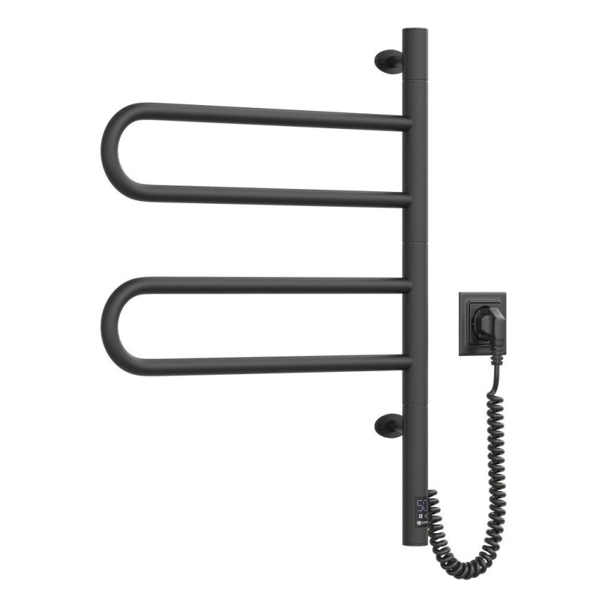 Elektrický otočný sušák na ručníky s termostatem FOUETTE 128W/230V 64,6 cm IP44 černá
