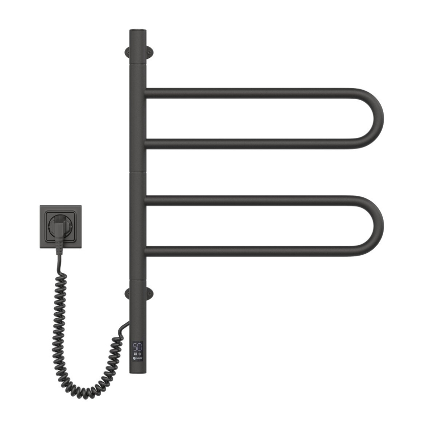 Elektrický otočný sušák na ručníky s termostatem FOUETTE 60W 65x49 cm  černá