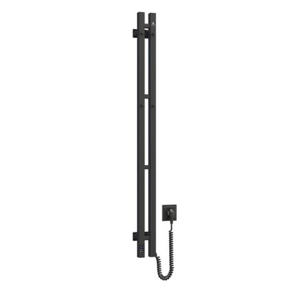 Elektrický sušák na ručníky s termostatem SILOUETTE 187W/230V 120,6 cm IP44 černá pravá hranatý