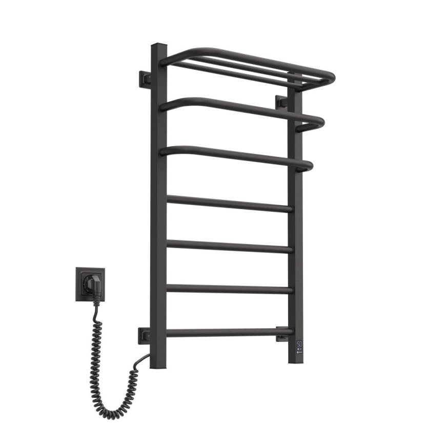 Elektrický sušák na ručníky s termostatem FORTIS 155W 80x48 cm  černá pravá