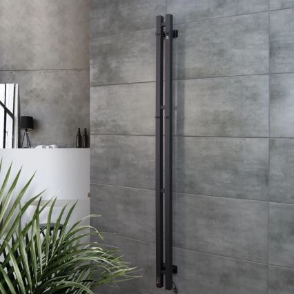 Elektrický sušák na ručníky s termostatem SILOUETTE 106W 150x9 cm  černá pravá