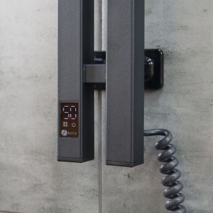 Elektrický sušák na ručníky s termostatem SILOUETTE 106W 150x9 cm  černá pravá