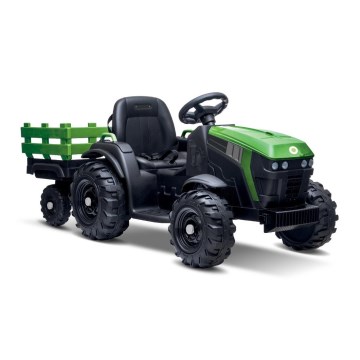 Elektrický traktor s vozíkem 2x30W/7000 mAh černá/zelená + dálkové ovládání