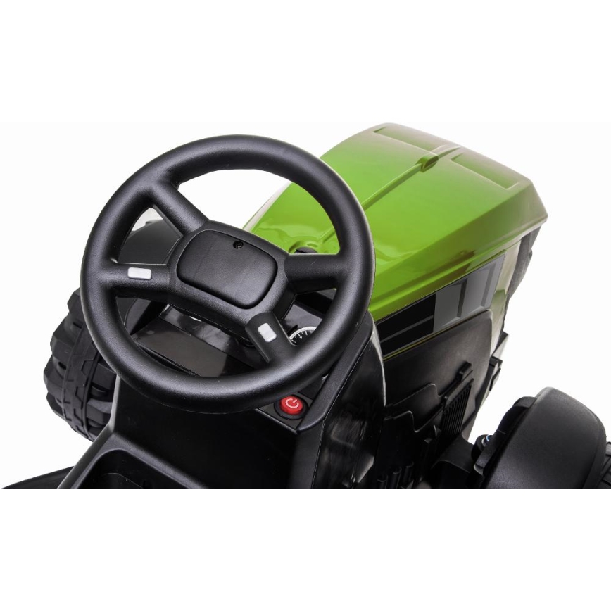 Elektrický traktor s vozíkem 2x30W/7000 mAh černá/zelená + dálkové ovládání