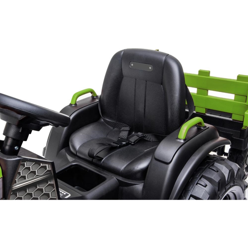 Elektrický traktor s vozíkem 2x30W/7000 mAh černá/zelená + dálkové ovládání