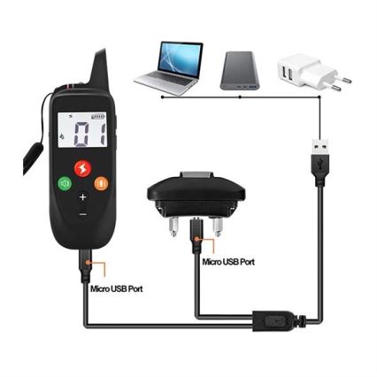Elektrický výcvikový obojek pro psa 52cm 500m 3,7V 300 mAh IP67