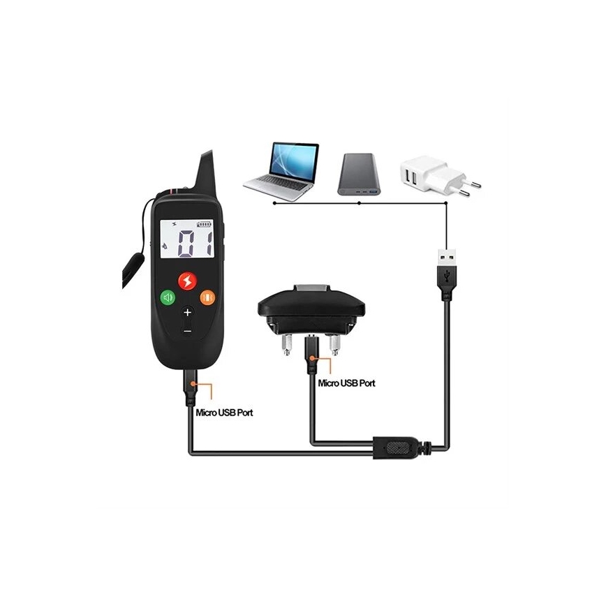 Elektrický výcvikový obojek pro psa 52cm 500m 3,7V 300 mAh IP67