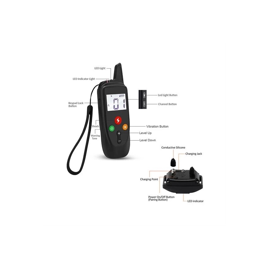 Elektrický výcvikový obojek pro psa 52cm 500m 3,7V 300 mAh IP67