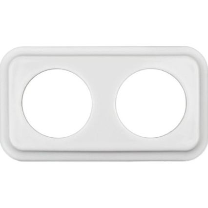 Elhard - Dvojitá keramická retro zásuvka domovní s rámečkem SCHUKO 230V bílá