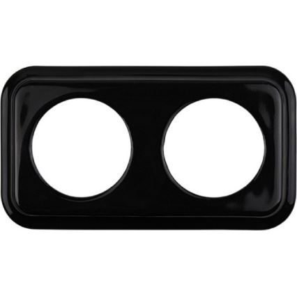 Elhard - Dvojitá keramická retro zásuvka domovní s rámečkem SCHUKO 230V černá