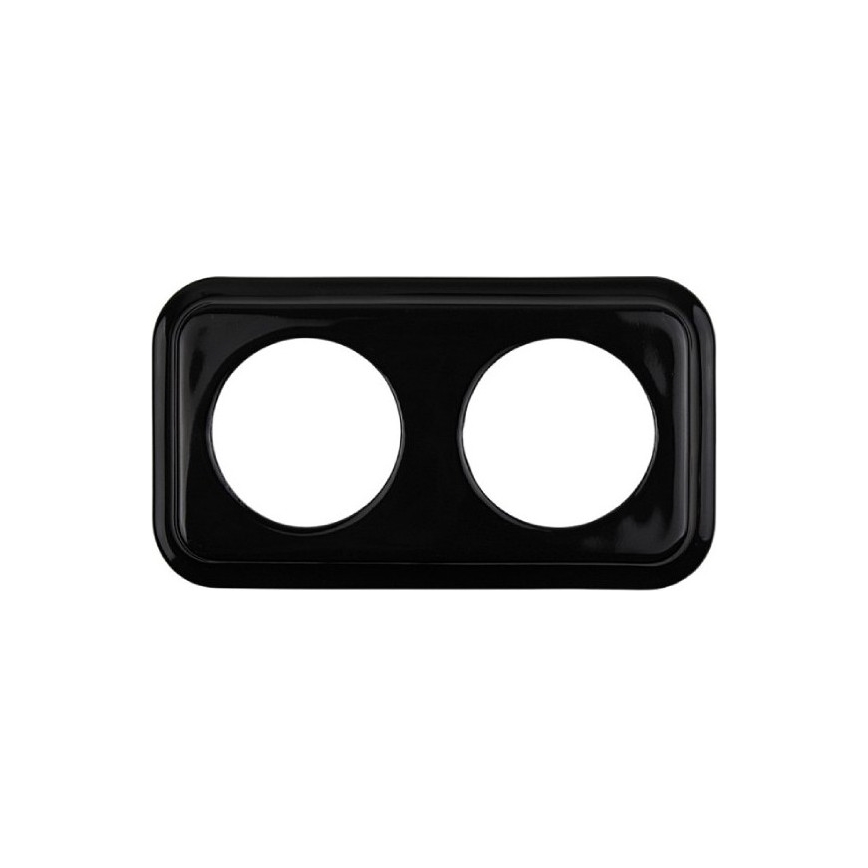 Elhard - Dvojitá keramická retro zásuvka domovní s rámečkem SCHUKO 230V černá