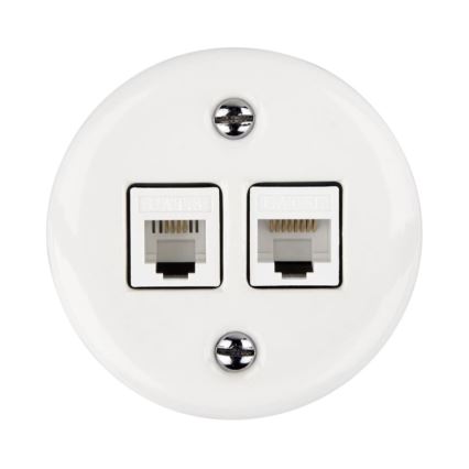 Elhard - Keramická retro datová zásuvka 2xRJ45 bílá