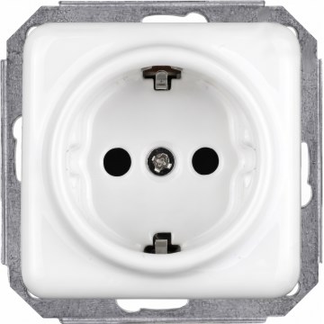 Elhard - Keramická retro zásuvka domovní bez rámečku SCHUKO 230V bílá