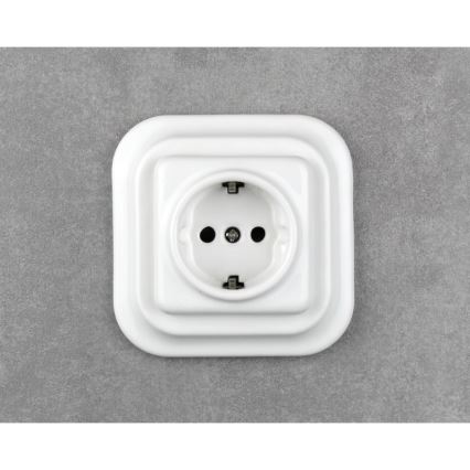 Elhard - Keramická retro zásuvka domovní bez rámečku SCHUKO 230V bílá